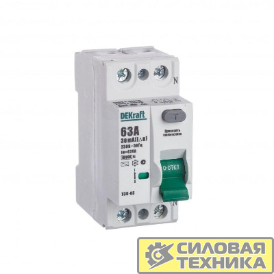Выключатель дифференциального тока (УЗО) 2п 63А 30мА тип AC 6кА УЗО-03 SchE 14057DEK