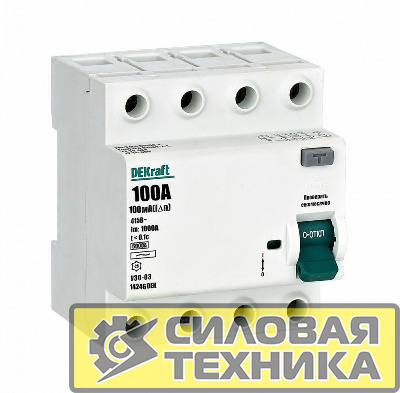 Выключатель дифференциального тока 4P 100А 100мА тип AC 6кА УЗО-03 SchE 14246DEK