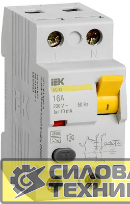 Выключатель дифференциального тока (УЗО) 2п 16А 10мА тип A ВД1-63 IEK MDV11-2-016-010