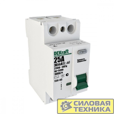 Выключатель дифференциального тока (УЗО) 2п 25А 30мА тип AC 6кА УЗО-03 SchE 14054DEK