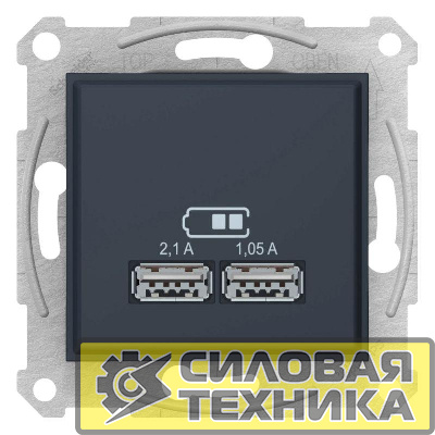 Механизм зарядного устройства USB Sedna 2.1А (2х1.05А) графит SchE SDN2710270