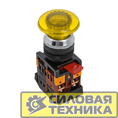 Кнопка AELA-22 "Грибок" NO+NC 220В с подсветкой желт. EKF pbn-aela-1o-220