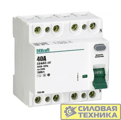 Выключатель дифференциального тока (УЗО) 4п 40А 30мА тип AC 6кА УЗО-03 SchE 14080DEK