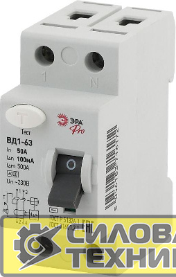 Выключатель дифференциального тока (УЗО) 1P+N 50А 100мА ВД1-63 Pro NO-902-36 ЭРА Б0031881