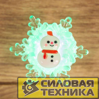 Фигура светодиодная "Снеговик на снежинке" RGB на присоске 5.5х5.5см Neon-Night 501-038