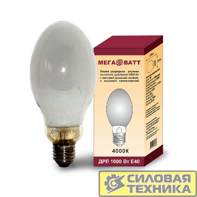 Лампа газоразрядная ртутная ДРЛ 1000 E40 (9) МЕГАВАТТ 03079