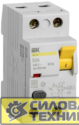Выключатель дифференциального тока (УЗО) 2п 50А 300мА тип AC ВД1-63 IEK MDV10-2-050-300