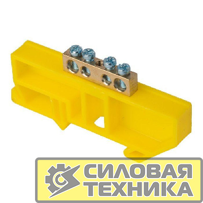 Шина нулевая N 6х9 4 отвер. латунь желт. изолятор на DIN-рейку PROxima EKF sn0-63-04-dz