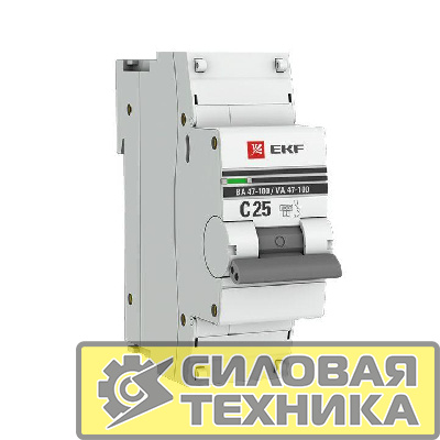 Выключатель автоматический модульный 1п C 25А 10кА ВА 47-100 PROxima EKF mcb47100-1-25C-pro