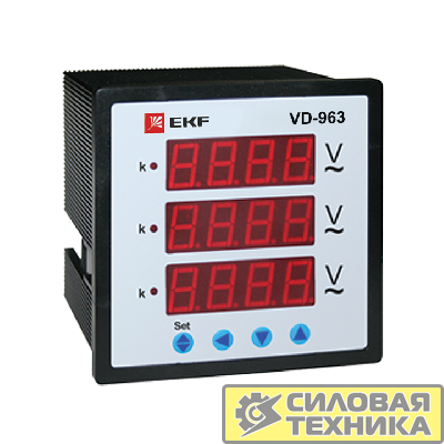 Вольтметр цифровой VD-963 на панель 96х96 трехфазный EKF vd-963