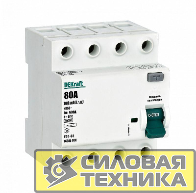 Выключатель дифференциального тока 4P 80А 100мА тип AC 6кА УЗО-03 SchE 14245DEK