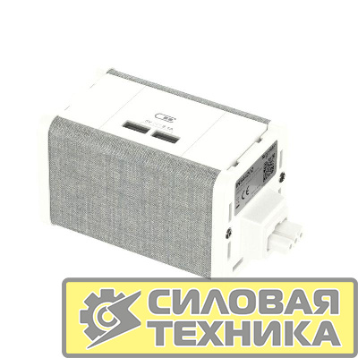 Блок Unica System+ 2хUSB A/A бел./сер. ткань SchE INS44202