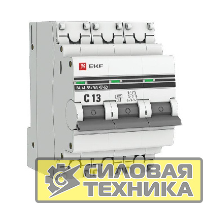 Выключатель автоматический модульный 3п C 13А 4.5кА ВА 47-63 PROxima EKF mcb4763-3-13C-pro