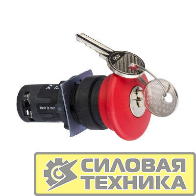 Кнопка грибовидная аварийной остановки d22мм с ключом красн. SchE XB7ES145P