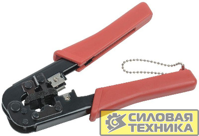 Инструмент обжимной для RJ45; RJ12; RJ11 без храпового механизма с прорезиненными ручками син./оранж. ITK TM1-B10H