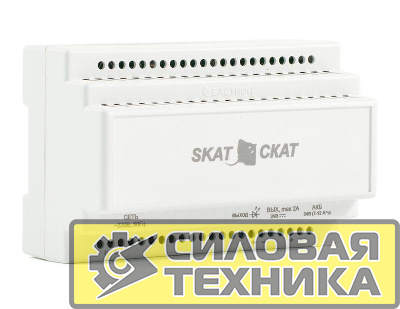 Источник вторичного электропитания SKAT-24-2.0-DIN резервированный 24В 2А пласт. корпус под DIN рейку 35мм (без АКБ; под 2 АКБ по 7 Ач) Бастион 585