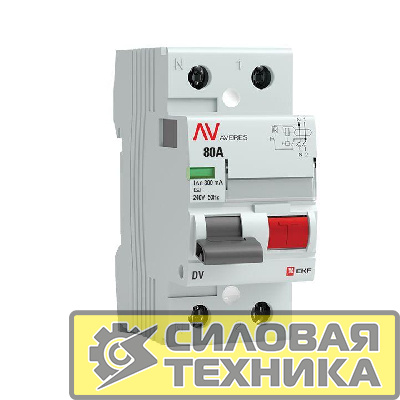 Выключатель дифференциального тока (УЗО) 2п 80А 300мА тип AC DV AVERES EKF rccb-2-80-300-ac-av