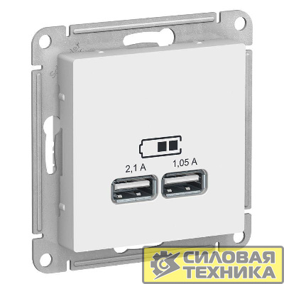 Механизм розетки USB ATLAS DESIGN 5В 1порт х 2.1А 2порта х 1.05А бел. SchE ATN000133